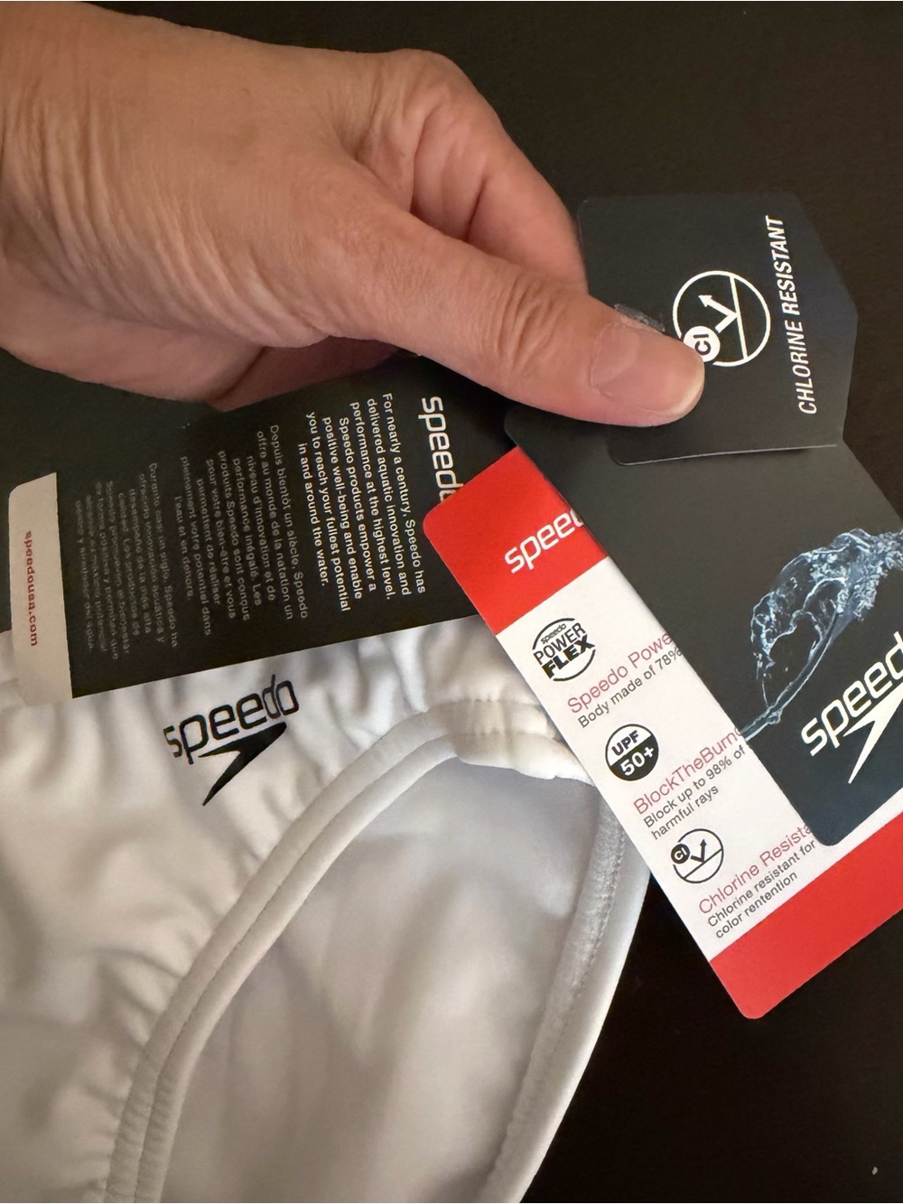 White Speedo Men’s bathing suit Bottoms POWER FLEX 50+ UPF Chlorine Resistant 34 - Picture 6 of 16